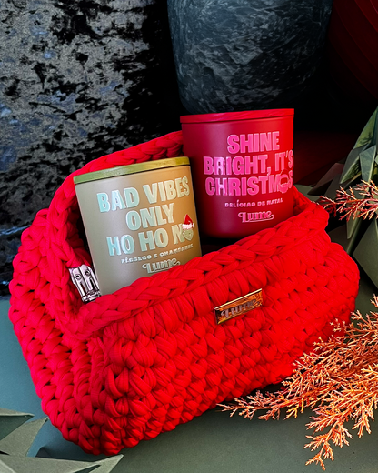 Kit Duas Velas Natal + necessaire de crochê